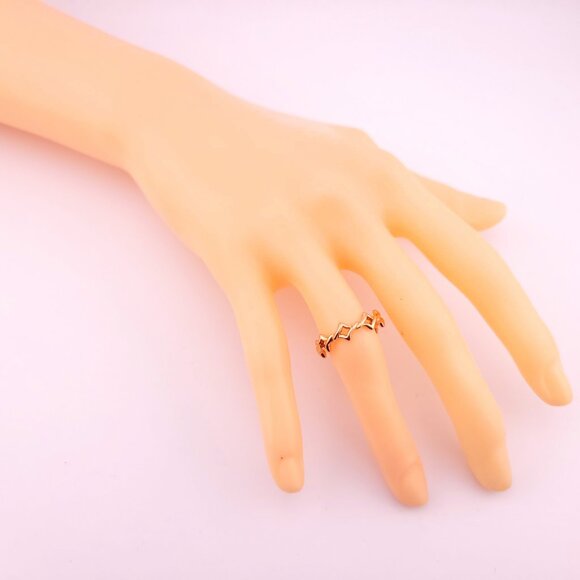 David Yurman 750 18K Rose Gold Quatrefoil Stack Venetian Band Ring Size 7 - Picture 4 of 8